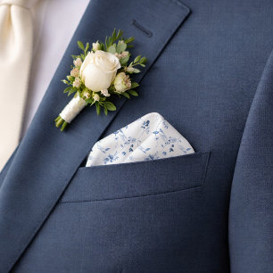 Dusty Blue Floral Wedding Pocket Square for Groom Bandana