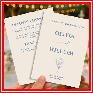 Dusty Blue Floral Wedding Program