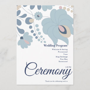Dusty Blue Floral Wedding Program