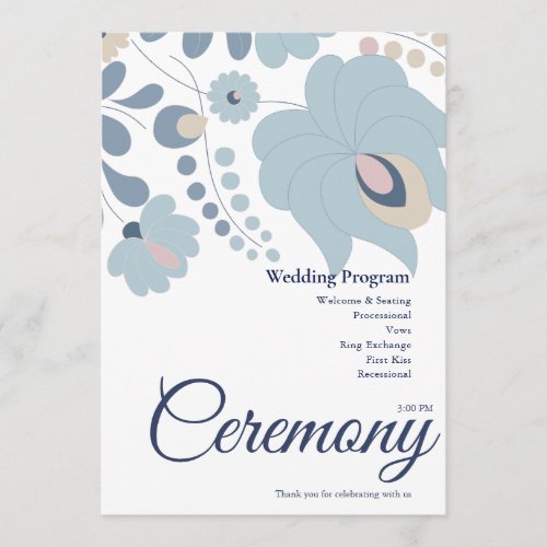 Dusty Blue Floral Wedding Program