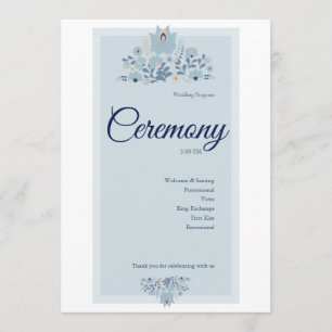 Dusty Blue Floral Wedding Program
