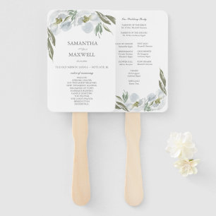 Dusty Blue Floral Wedding Program Fan