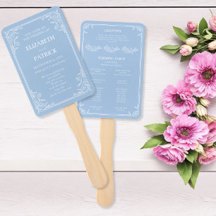 Dusty Blue Floral Wedding Program Set of Fans
