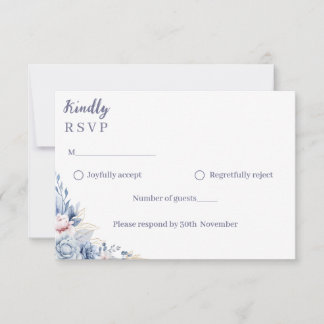 Dusty Blue Floral Wedding Response Card