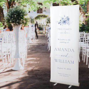 Dusty Blue Floral Wedding Retractable Banner