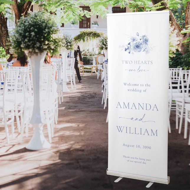 Dusty Blue Floral Wedding Retractable Banner (Creator Uploaded)