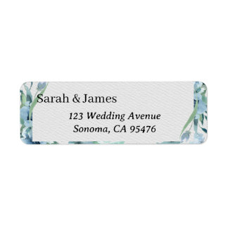Dusty Blue Floral Wedding Return Address Label