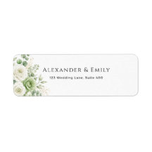 Dusty Blue Floral Wedding Return Address Label