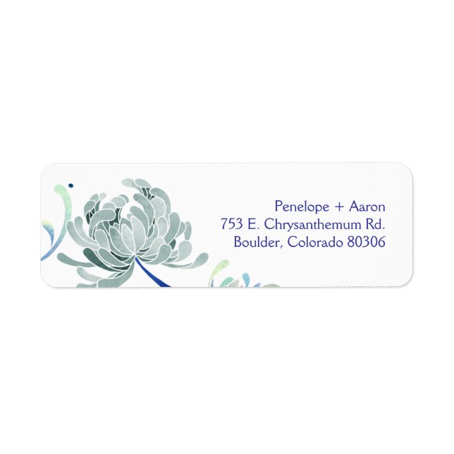 Dusty Blue Floral Wedding Return Address Label (Front)