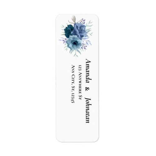 Dusty Blue Floral Wedding Return Address Labels 
