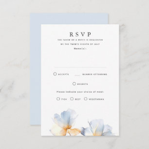 Dusty Blue Floral Wedding RSVP Cards