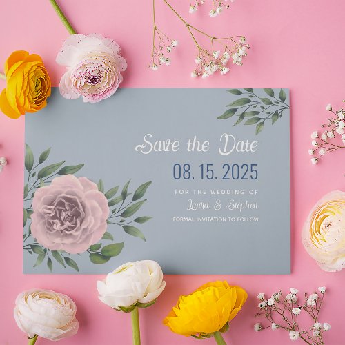 Dusty Blue Floral Wedding Save The Date