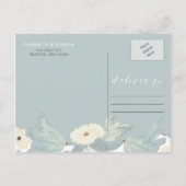 Dusty Blue Floral Wedding Save the Date Announcement Postcard (Back)