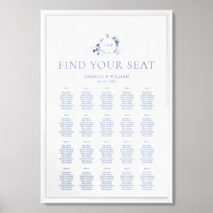 Dusty Blue Floral Wedding Seating Chart
