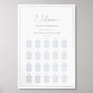 Dusty Blue Floral Wedding Seating Chart
