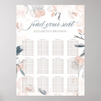 Dusty Blue Floral Wedding Seating Chart by blush_printables at Zazzle