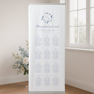 Dusty Blue Floral Wedding Seating Chart Banner