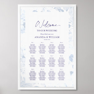 Dusty Blue Floral Wedding Seating Chart Foam Board