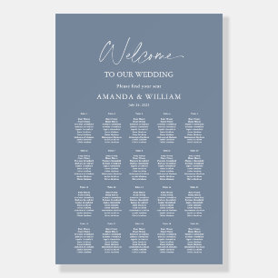 Dusty Blue Floral Wedding Seating Chart Foam Board