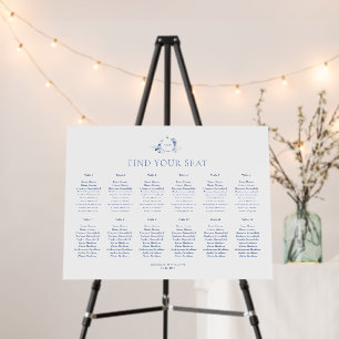 Dusty Blue Floral Wedding Seating Chart Foam Board
