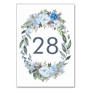 Dusty Blue Floral Wedding Table Number Cards
