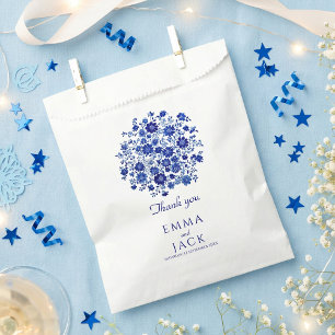 Dusty Blue Floral Wedding thank you Favor Bag