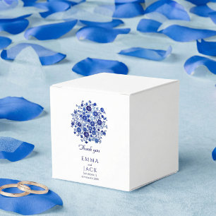 Dusty Blue Floral Wedding thank you Favor Boxes