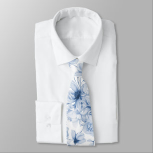 Dusty Blue Floral Wedding Tie