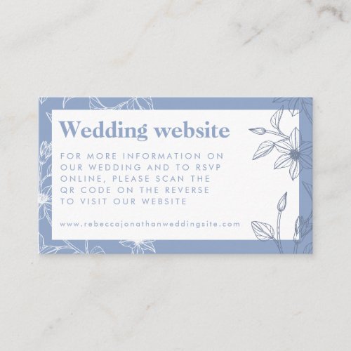 Dusty Blue Floral Wedding Website RSVP QR Card
