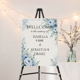 Dusty Blue Floral Wedding Welcome Foam Board