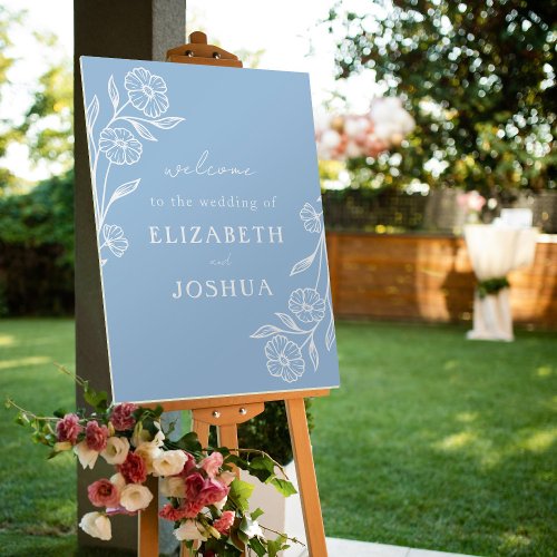 Dusty Blue Floral  Wedding Welcome Foam Boards