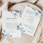 Dusty Blue Floral Wedding Welcome & Itinerary Card<br><div class="desc">This dusty blue floral wedding welcome & itinerary card is perfect for a romantic,  outdoor wedding or a chic,  modern celebration.</div>