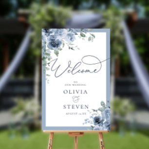 Dusty Blue Floral Welcome Foam Board