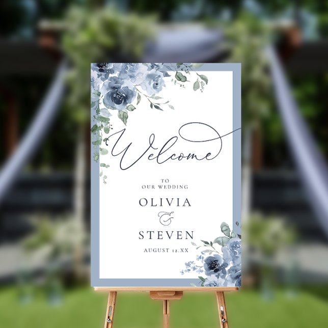 Dusty Blue  Floral Welcome Foam Board (Creator Uploaded)