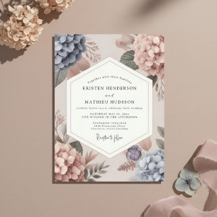 Dusty Blue Floral Whimsy Wedding Invitation