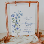 Dusty Blue Floral Wildflower Guess How Many Kisses Poster<br><div class="desc">Dusty Blue Floral Wildflower Guess How Many Kisses Poster</div>