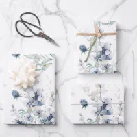 Dusty Blue Floral Wrapping Paper – Clap Clap