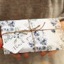 Dusty Blue Floral Wrapping Paper Sheets