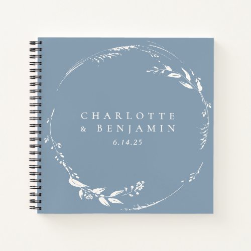 Dusty Blue Floral Wreath Monogram Custom   Notebook