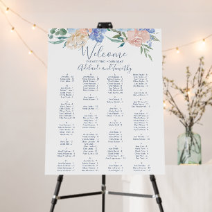 Dusty Blue Florals Alphabetical Seating Chart Foam Board