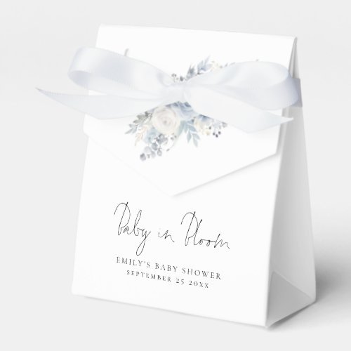 Dusty Blue Florals Baby in Bloom Baby Shower Favor Boxes