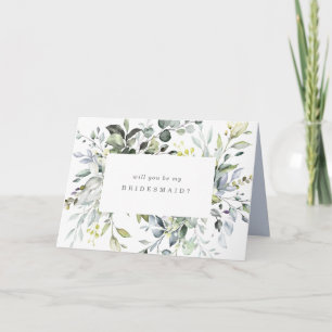 Dusty Blue Florals Bridesmaid Proposal Card