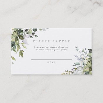 Dusty Blue Florals Diaper Raffle Card by FINEandDANDY at Zazzle