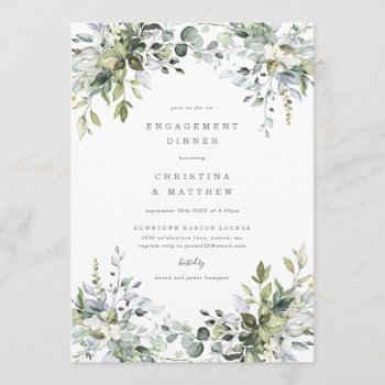 Dusty Blue Florals Engagement Dinner Invite by FINEandDANDY at Zazzle