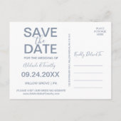 Dusty Blue Florals | Gray Save the Date Postcard (Back)