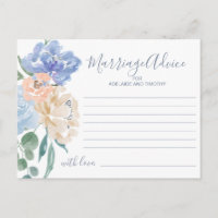 Dusty Blue Florals Marriage Advice Cards