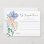 Dusty Blue Florals Marriage Advice Cards<br><div class="desc">These dusty blue florals marriage advice cards are the perfect activity for a spring or summer wedding reception or bridal shower. The dainty design features light blue peonies arranged with peach and cream flowers in a gorgeous bouquet. Personalize these cards with the name of the bride and groom.</div>