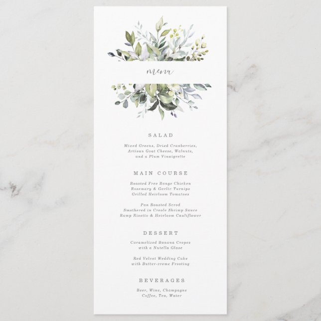 Dusty Blue Florals Menu (Front)