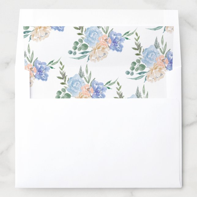 Dusty Blue Florals Pattern Envelope Liner (In Envelope)