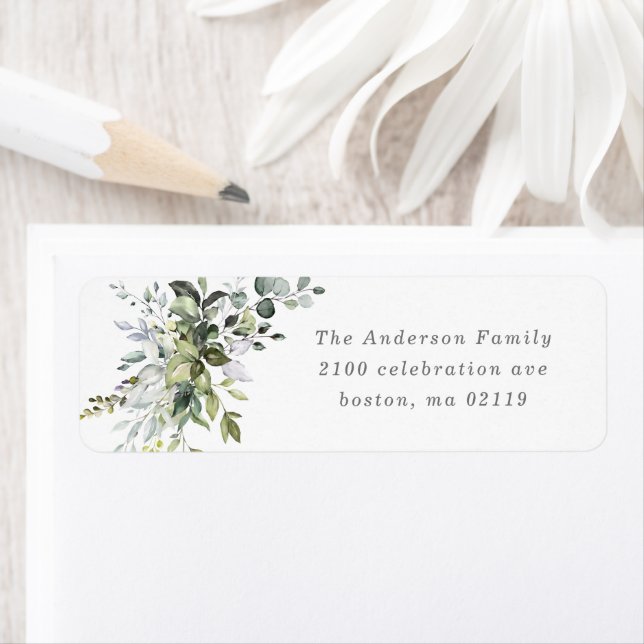 Dusty Blue Florals Return Address Label (Insitu)